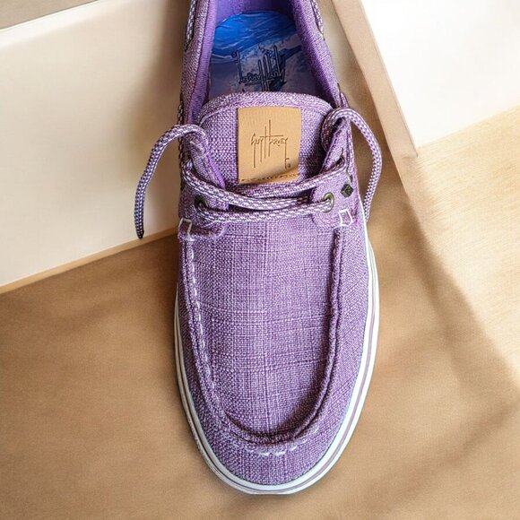 GUY HARVEY ( 8 ) Calzado Gulf Linen Purple Slip Resistant Boat Shoes - Picture 5 of 8